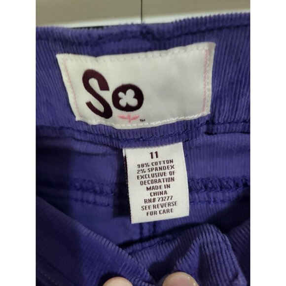 SO Kohls Purple Corduroy Pants Juniors SZ 11 Low Rise Straight Leg Boho y2k - Picture 3 of 11